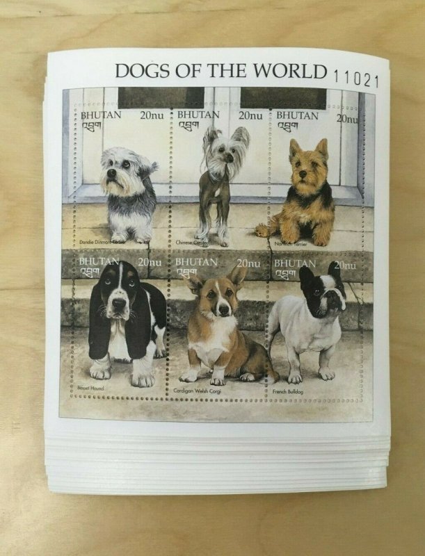 SPECIAL LOT Bhutan 1997 1162 - Dogs of the World - 50 Sets of 6v - MNH