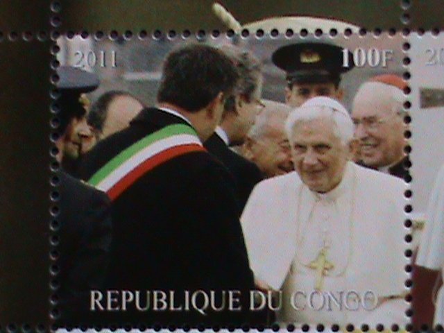 CONGO -2011  POPE VISTING-MNH S/S VERY FINE WE SHIP TO WORLD WIDE AND COMBINE