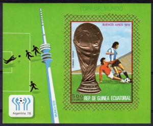 Equatorial Guinea 1977 Mi#B265 World Cup Argentina 78 Munchen 74 SS Gold IMPERF.