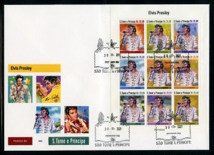 SAO TOME 2021 ELVIS PRESLEY  SET OF FOUR  SHEETS ON FIRST DAY COVERS