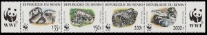 Benin WWF Pythons Strip of 4v 1999 MNH SC#1086 a-d SG#1812-1815 MI#1159-1162