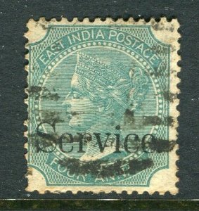 INDIA; 1867-70s classic early QV SERVICE Optd. fine used 4a. value,