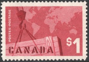 Canada SC#411 $1.00 Export Trade: Crane and World Map (1963) MNH