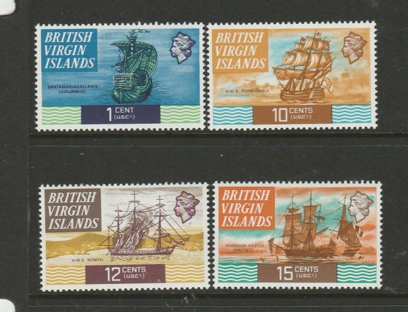 British Virgin islands 1970/4 Defs, The P 13.5 set of 4 vals UM/MNH SG 241a/250a