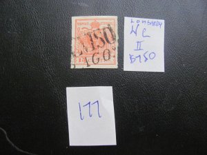 AUSTRIA-LOMBARDY USED 1850 SC 4c type II XF $750 (177)