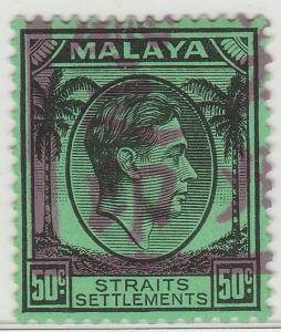 MALACCA Japanese Occupation opt Straits Settlements KGVI 50c SG#J54 MLH M1501