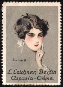 Vintage Germany Poster Stamp Aspasia (Foundation) Creme L. Leichner, Berlin