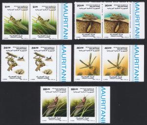 Mauritania Locusts 5v pairs with Right Margin SG#925-929 SC#648=658 CV?20+