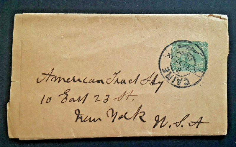 1897 Cairo Egypt To New York New York USA American Tract Society Cover