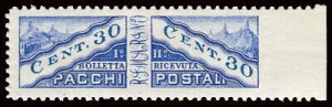 Parcel Post Cent. 30 unperforated varieties on the right