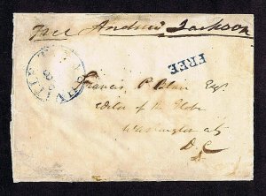 Stampless folded letter Andrew Jackson free frank Nashville TN postmark 1838