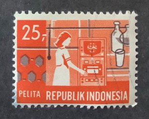 Indonesia 1969 Scott 772 CTO - 25r,  Five Year Development Plan,  Research