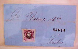 PORTUGAL 1867 SERPA CANCEL is RARE (30TIMES NORMAL) #14 cat.$525.00