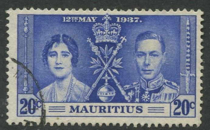 Mauritius - Scott 210 - Coronation Issue -1937 - VFU -Single 20c Stamp