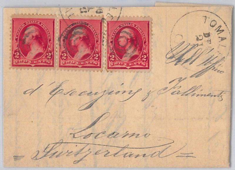 52483 -  UNITED STATES -  POSTAL HISTORY: COVER from TOMALES to SWITZERLAND 1894