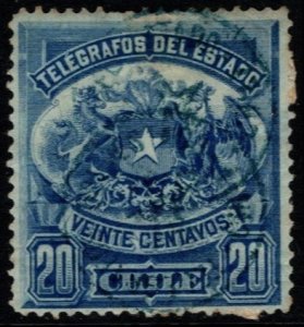 1880's Chile Revenue State Telegraphs 10 & 20 Centavos 2 Stamps Used