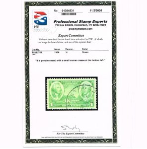 EXCEPTIONAL GENUINE SCOTT #785 VF-XF USED 1936 GREEN ARMY-NAVY ISSUE PSE CERT