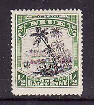 Niue-Sc#41- id7-unused hinged 1/2p Cook landing-Ships-1925-7-small edge gum thin