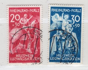 GERMANY FRENCH ZONE RHINE PALATINATE 1948 6NB1-6NB2 VFU EXPERTIZED SCHLEGEL BPP