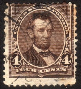 1895, US 4c, Lincoln, Used, thin, Sc 269