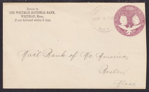 US Sc U349 used 1893 Whitman, MA DPO Cover VF