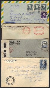 BRAZIL 1930-40's COLLECTION OF 8 COMMERCIAL COVERS TWO REGISTERED ONE CENSORED