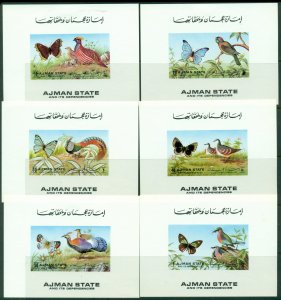 Ajman 1972 Mi#2029-2034 Butterflies & Birds 6xDLMS MLH