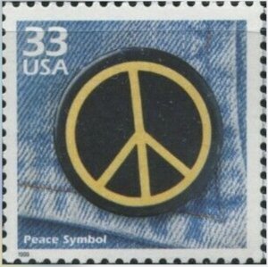 1999 Celebrate the 1960s Peace Symbol Single 33c Stamp, Sc#3188m, MNH, OG