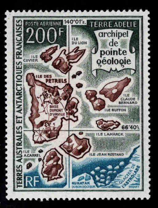 FSAT TAAF Scott C22 MH* 1971 200 Franc Map Airmail