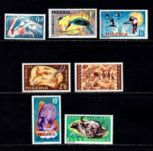 Nigeria stamps #191 - 197, MHOG,  Birds & Animals,  CV $45.75