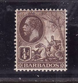 Barbados-Sc#116-unused LH 1/4p brown KGV-id8-1912-