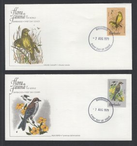 Barbados #495-508 (1979 Birds short set) on 14 unaddressed cachet FDC