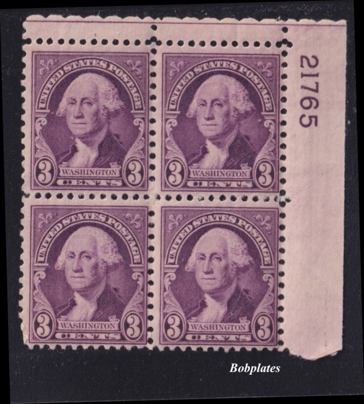 BOBPLATES US #720 Washington Upper Right Plate Block 21765 F-VF LH SCV=$1.75