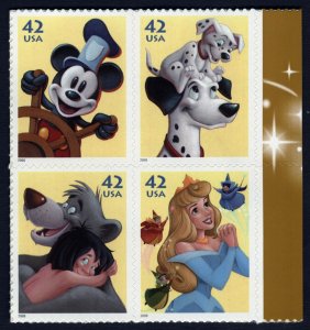 USA #4345a 42c MNH Block of 4 different (The Art of Disney - Imagination)