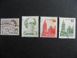 Canada 4 used stamps with clear one bar tag errors, check them out!