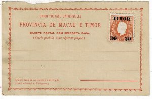 Timor 1892 30R formular card unused