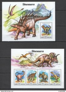 2015 Guinea-Bissau Dinosaurs Fauna Reptiles Animals Kb+Bl ** Stamps St1005