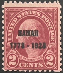 Scott #647 1928 2¢ George Washington Hawaii overprint unused HR