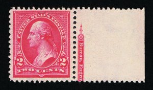 GENUINE SCOTT #267 F-VF TYPE-III MINT OG NH 1895 CARMINE 2¢ PARTIAL BEP IMPRINT