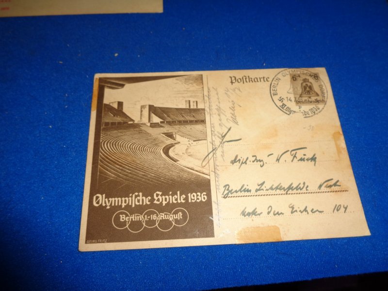 WWII ERA GERMANY PROPAGANDA POSTAL CARD, 1936 OLYMPICS