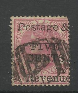 Ceylon 1885 Sg 178, 5c on 4c Rose, Good used [827]