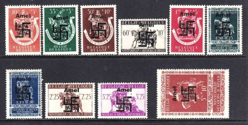 BELGIUM B332-B341 UNLISTED BRÜGGE OVERPRINTS OG NH F/VF TO VF BEAUTIFUL GUM