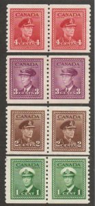 Canada 278-281 Set Mint never hinged Coil Pairs