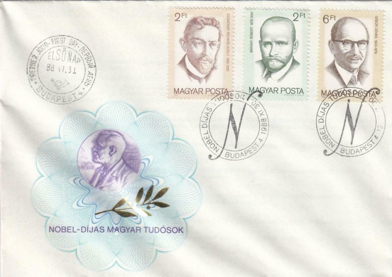 1988, Hungary: Nobel Prize Winners, Unaddressed, FDC (D8212)