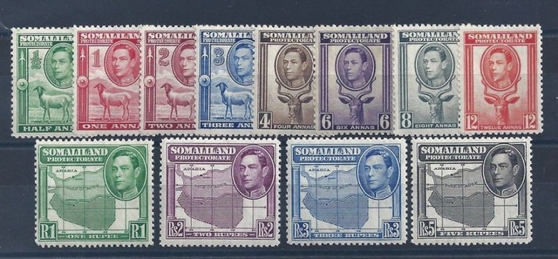 1938 SOMALILAND - SG 93/104 George VI and animals 12 values MLH/MNH */**
