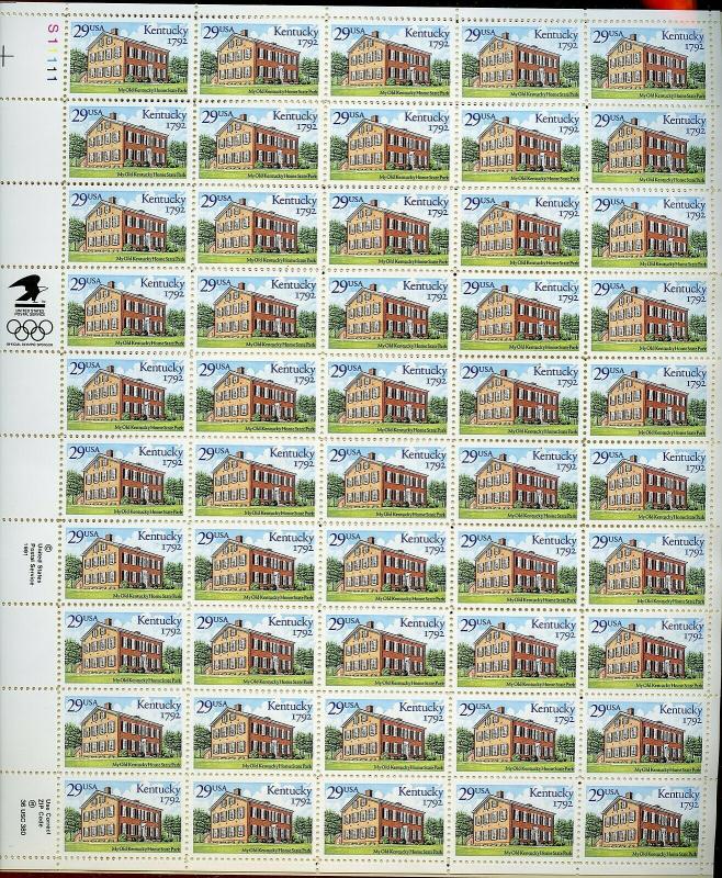 US SCOTT# 2636 KENTUCKY FULL SHEET OF 50 STAMPS MNH AS SHOWN