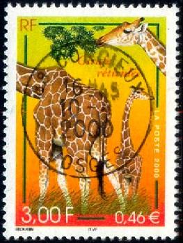 Giraffe, France stamp SC#2777 used