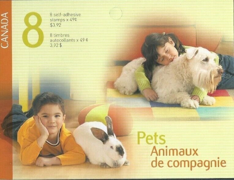 2004 - #2060a BK297 Booklet - Canada - Pets : Cats Rabbits Dogs Fish  cv$10