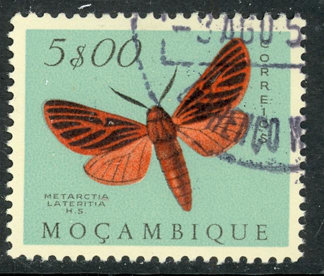 MOZAMBIQUE 1953 5e BUTTERFLIES AND MOTHS Pictorial Sc 379 VFU