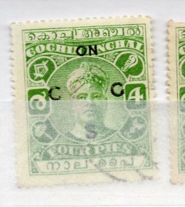 India Cochin 1948-49 Early Issue used Shade of 4p. Optd NW-16216